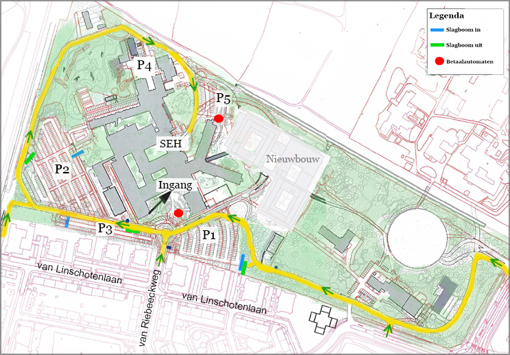 Plattegrond Tergooi Hilversum - nieuwe weg naar SEH